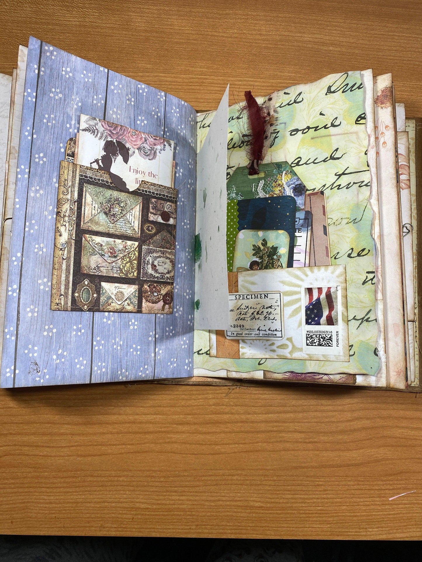 Floral Dress Junk Journal – Handmade 6x8.75” Vintage-Inspired Spring Journal with Lace, Pockets & Ephemera