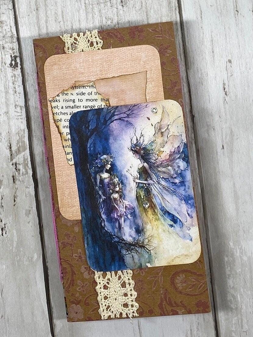 Whimsical Forest Fairy Folio – Dream Edition | Handmade Junk Journal Insert with Pockets & Lace | Autumn Fairy Ephemera Folder