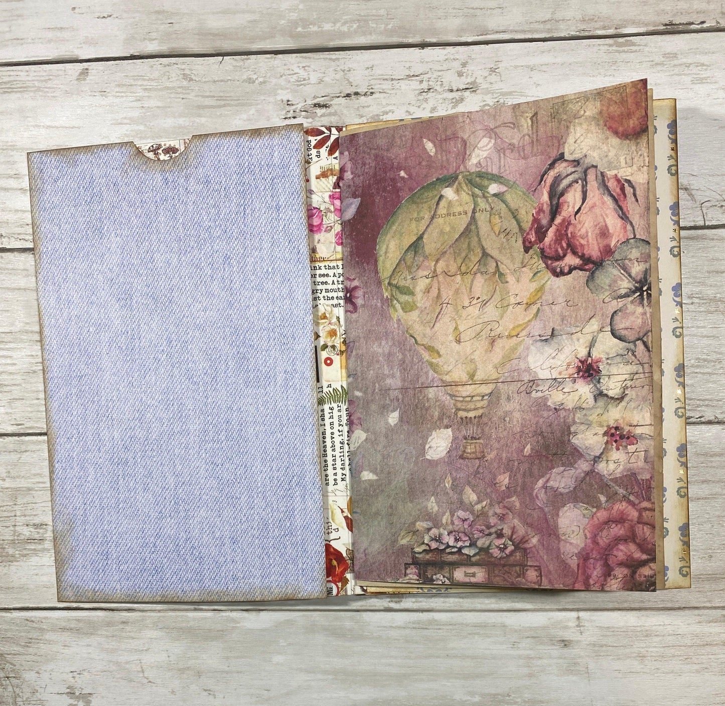 Butterfly Girl Flip‑Flop Journal – Handmade Sketchbook with Pockets