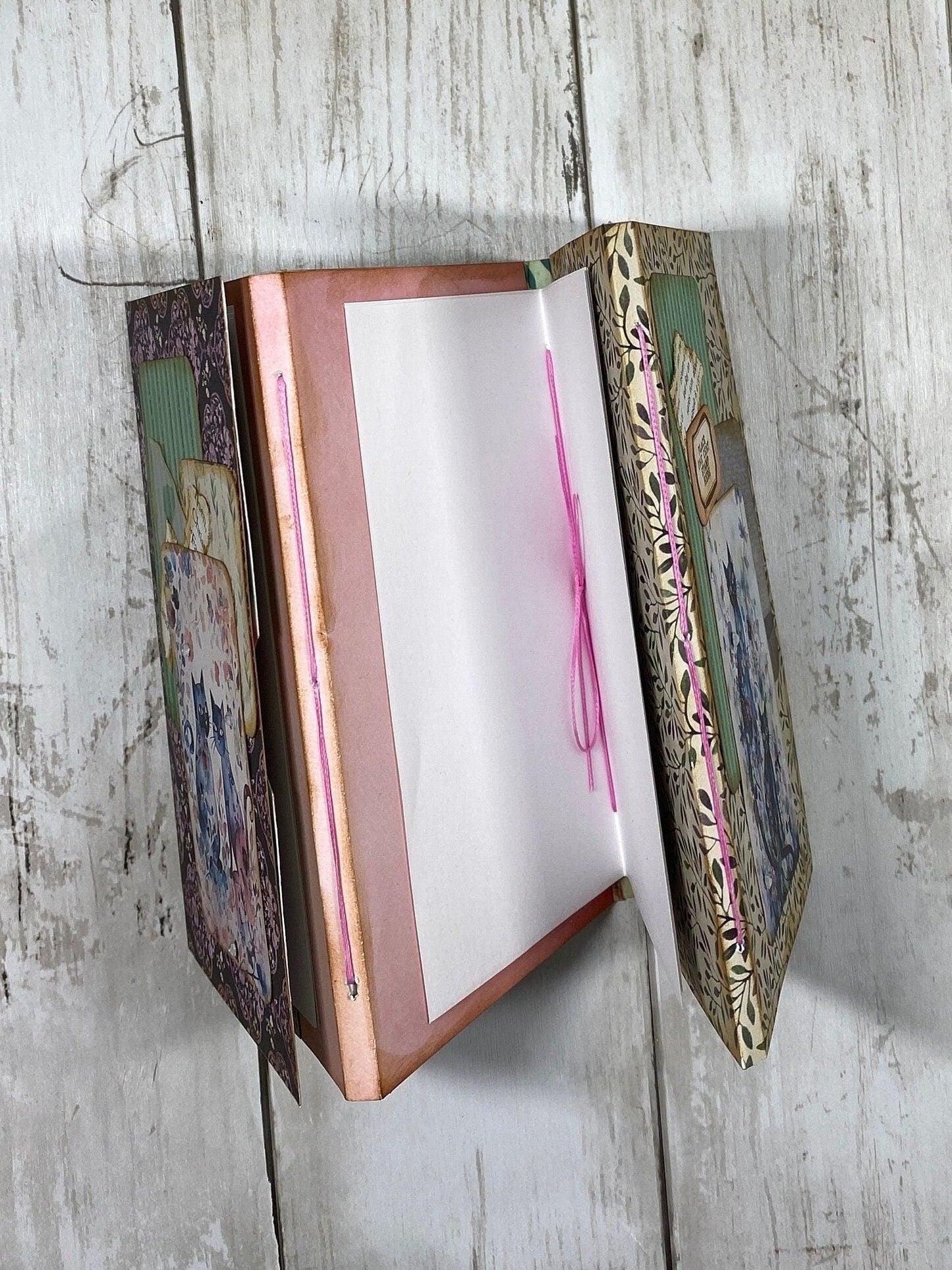 Whimsical Forest Cat Folio – Midnight Mischief Edition | Handmade Junk Journal Insert with Pockets | Enchanted Feline Ephemera