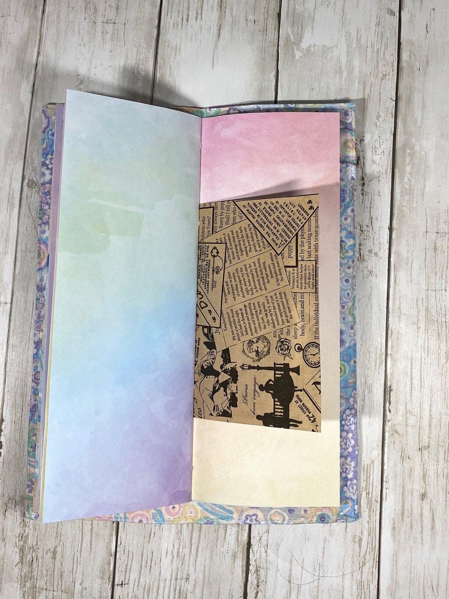 Handmade Purple Fairy Butterfly Journal: Tall Fabric Cover Traveler's Notebook