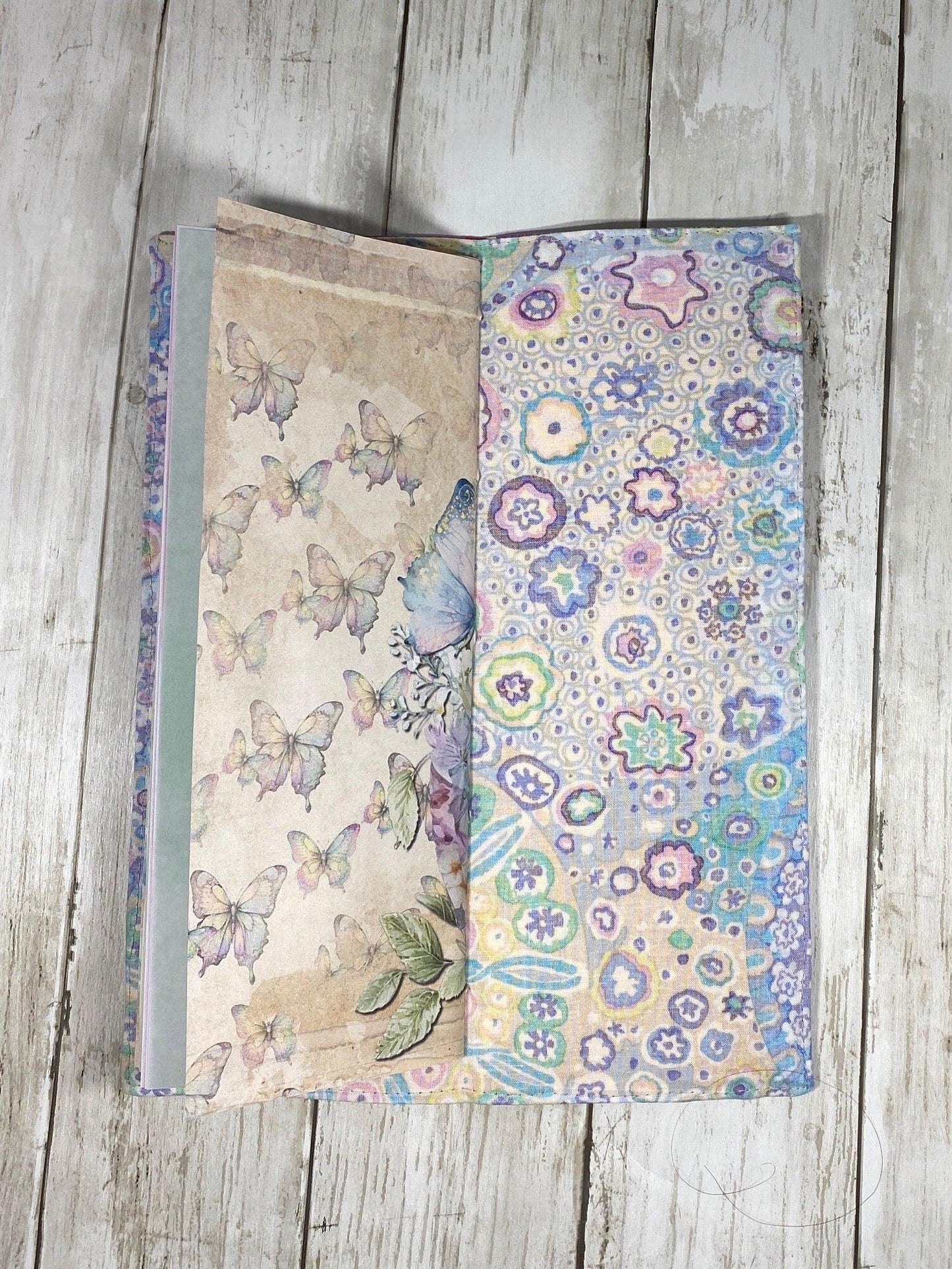 Handmade Purple Fairy Butterfly Journal: Tall Fabric Cover Traveler's Notebook