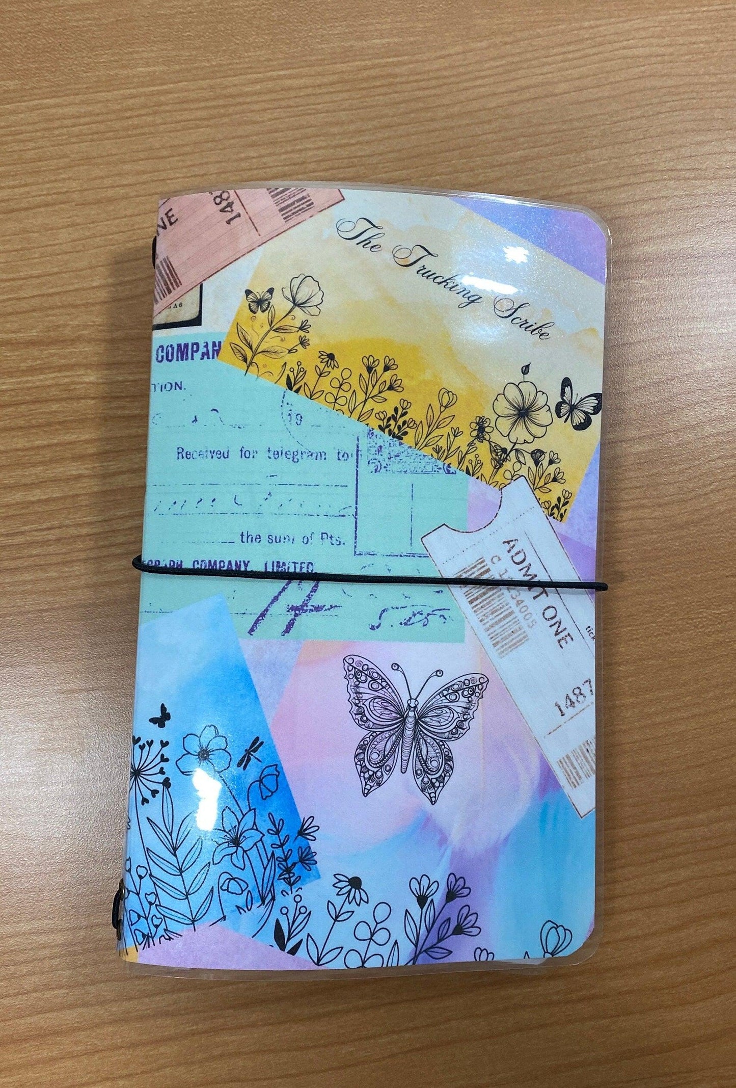 Collaged Travelers Notebook Laminated Cover