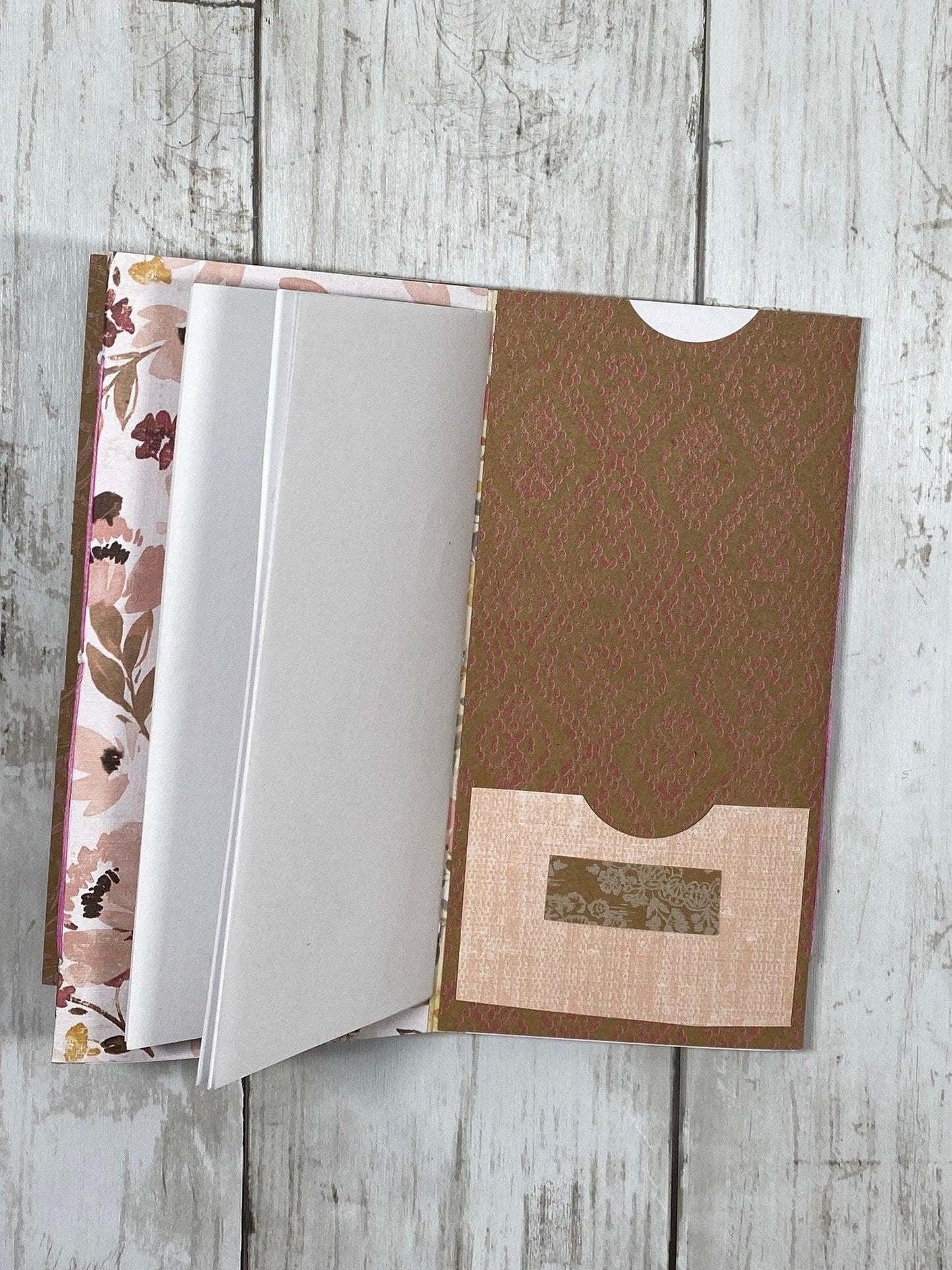 Whimsical Forest Cat Folio – Woodland Whiskers Edition | Handmade Junk Journal Insert with Lace & Floral Pockets | Feline Ephemera