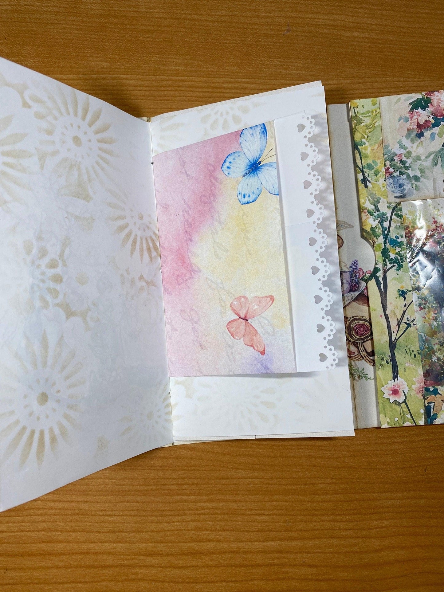 Healing Threads TN Cover – “The Garden Walk” Edition – Handmade Traveler’s Notebook with Romantic Blue Florals