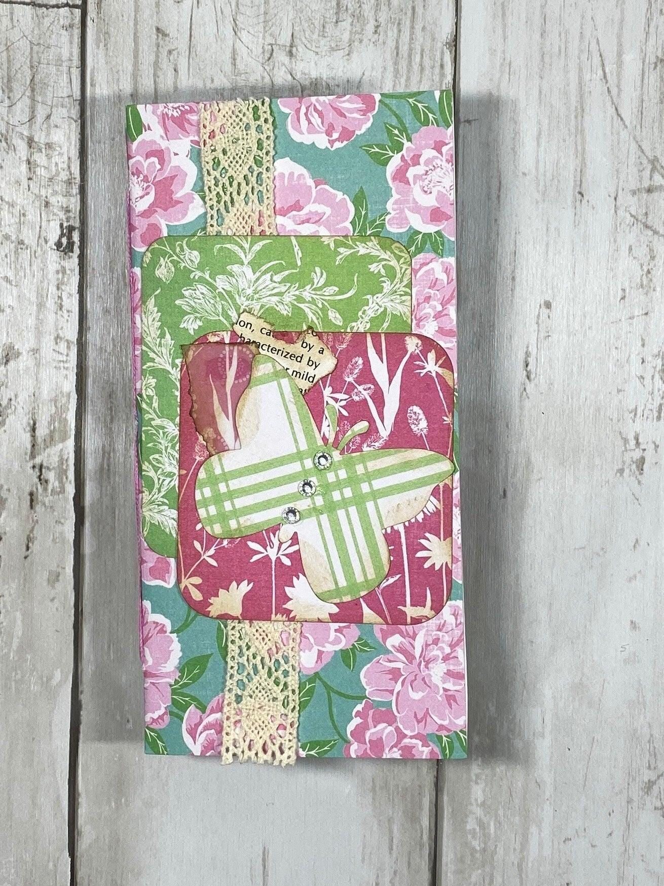 Cottage Garden Butterfly Folio – Petal Parade Edition | Handmade Junk Journal Insert with Pockets | Spring Floral Ephemera Folder