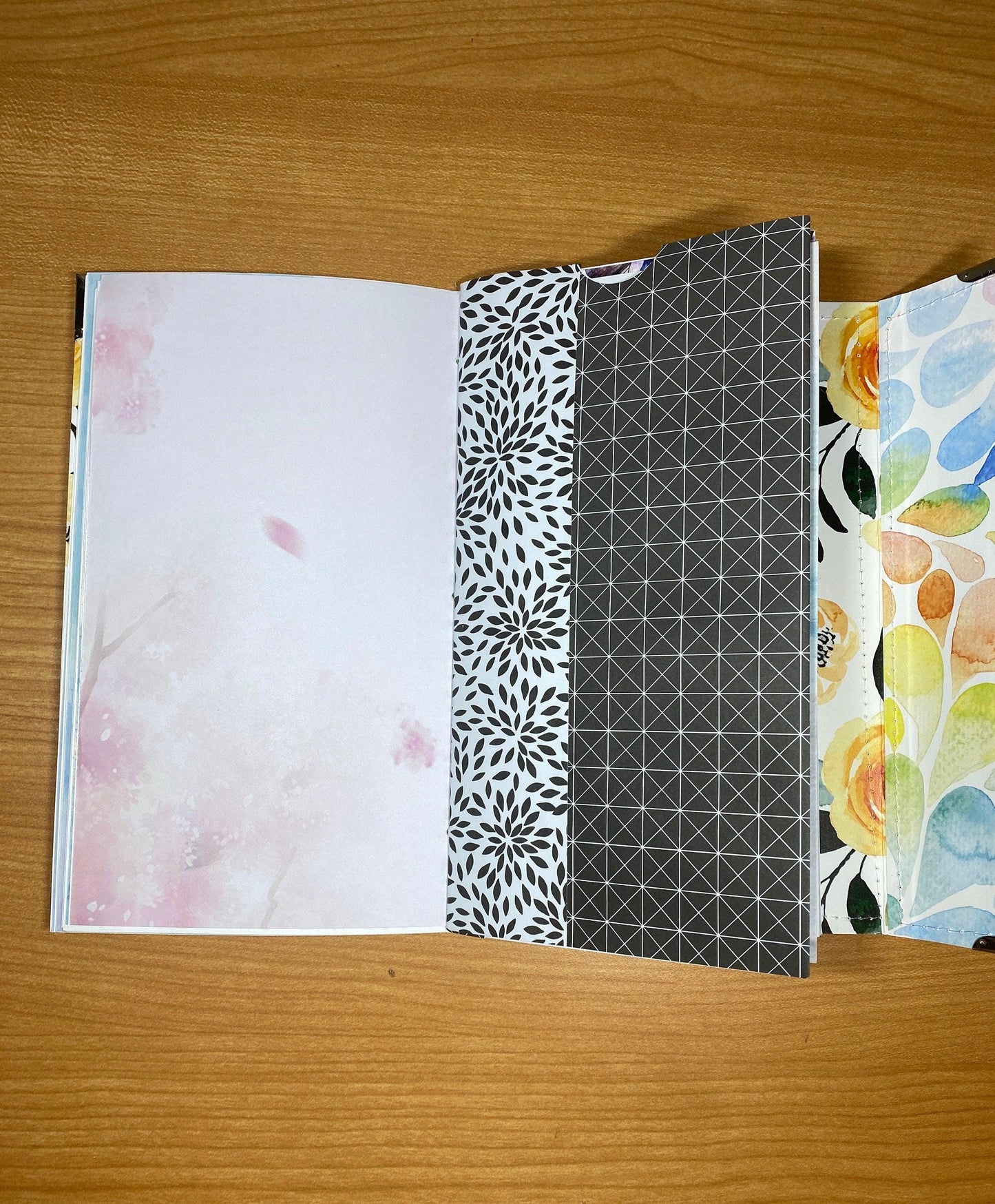 Gnome Prayer Junk Journal Folio – Faith-Based Floral Keepsake with Hebrews 13:5 Notebook Diary