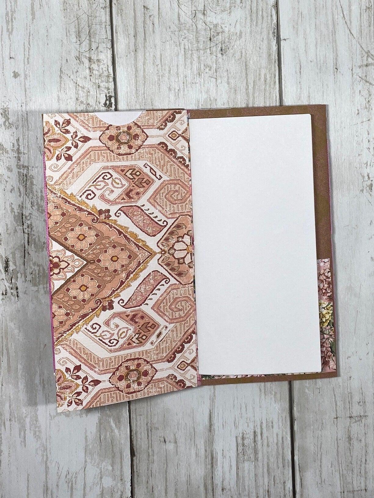 Whimsical Forest Cat Folio – Enchanted Garden Edition | Handmade Junk Journal Insert with Lace & Floral Pockets | Feline Ephemera