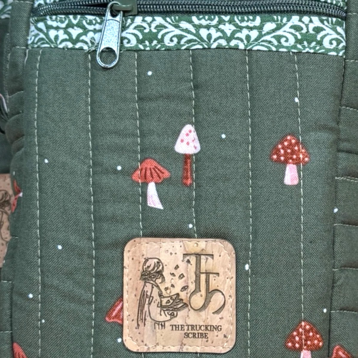 Mushroom Crossbody Bag, Quilted Small Purse, Peppermint Lane Quick Haul, Handmade Woodland Bag
