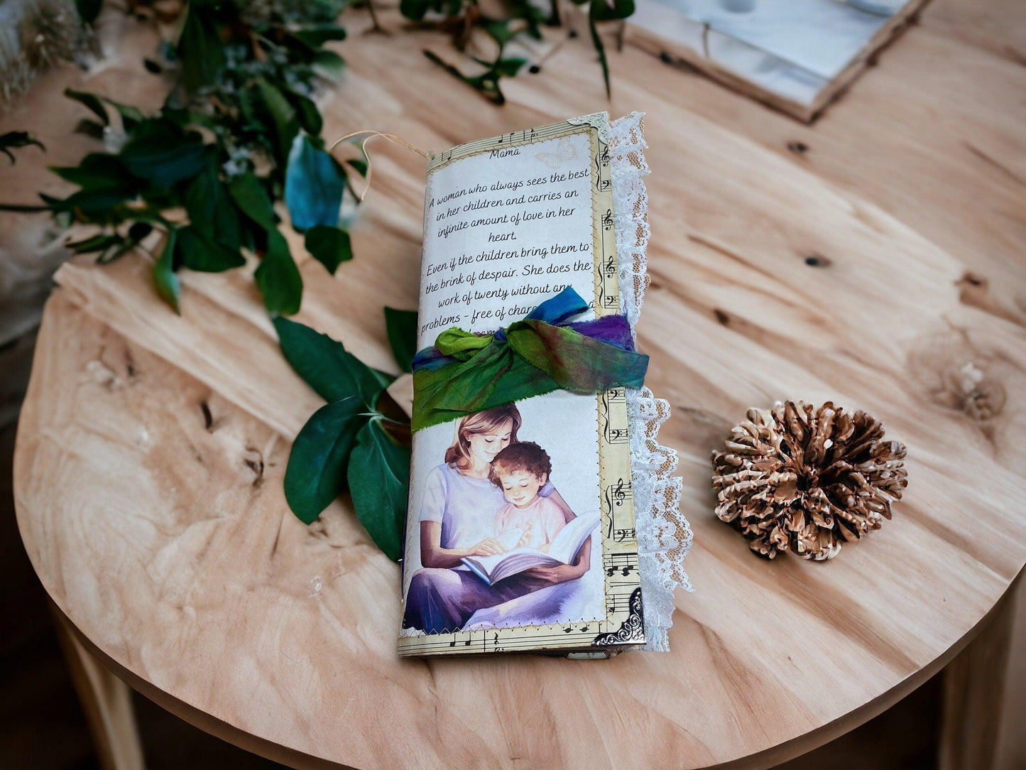 Mother’s Day Junk Journal – Floral Forest Keepsake for Mom | Anniversary Memory Scrapbook Gift