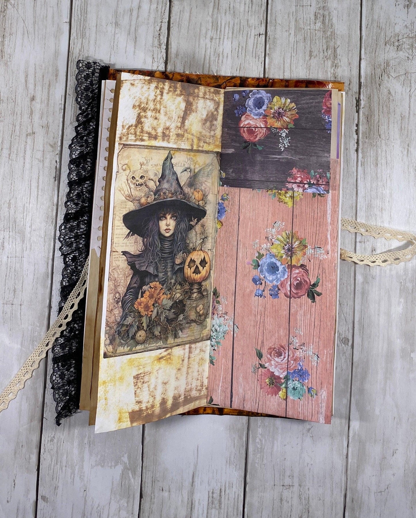 Halloween Junk Journal – Autumn Harvest Witchy Ephemera, Handmade Spooky Scrapbook, Fall Writing Journal, Vintage-Inspired Gift