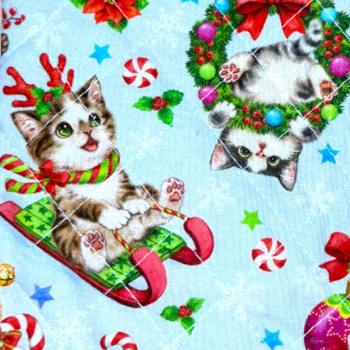 Christmas Zipper Pouch Set | 3 Piece Quilted Pouch Bundle | Stocking Stuffer Gift | Peppermint Lane