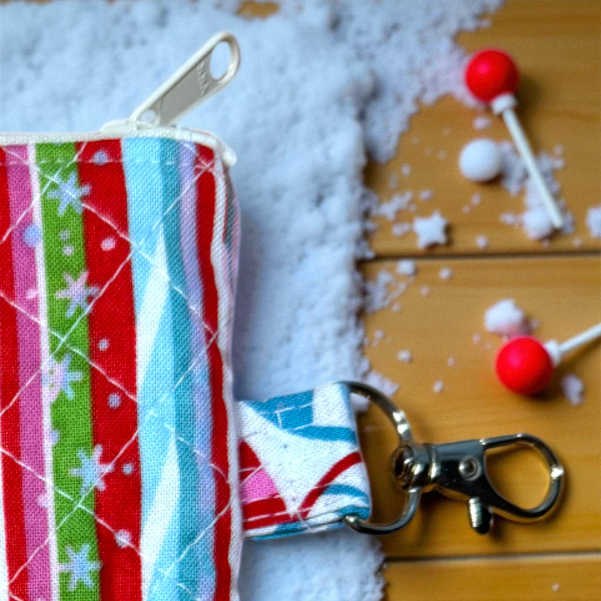 Christmas Zipper Pouch Set | 3 Piece Quilted Pouch Bundle | Stocking Stuffer Gift | Peppermint Lane