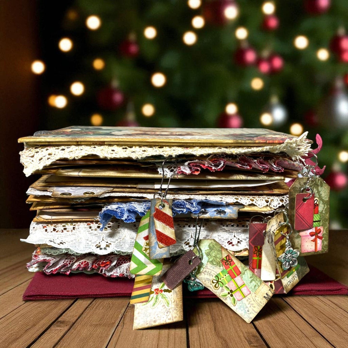 Luxury Christmas Junk Journal – One-of-a-Kind Expandable Holiday Memory Keeper – Handmade Victorian-Inspired Heirloom Gift