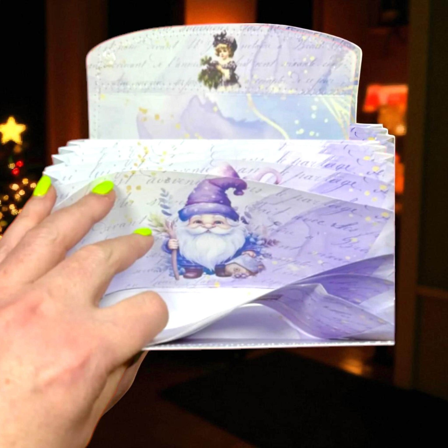 Peppermint Lane Accordion Folder – Santa’s Express Edition | Handmade Holiday Organizer for Receipts, Cards & Keepsakes