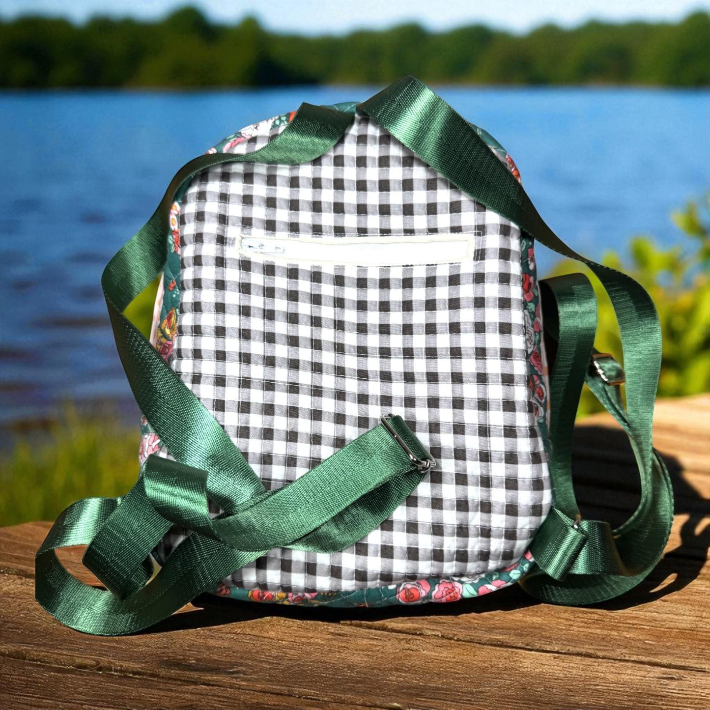 Quilted Floral Backpack – Heirloom Cottagecore Design – Handmade Carryall Bag – Lightweight Travel Tote