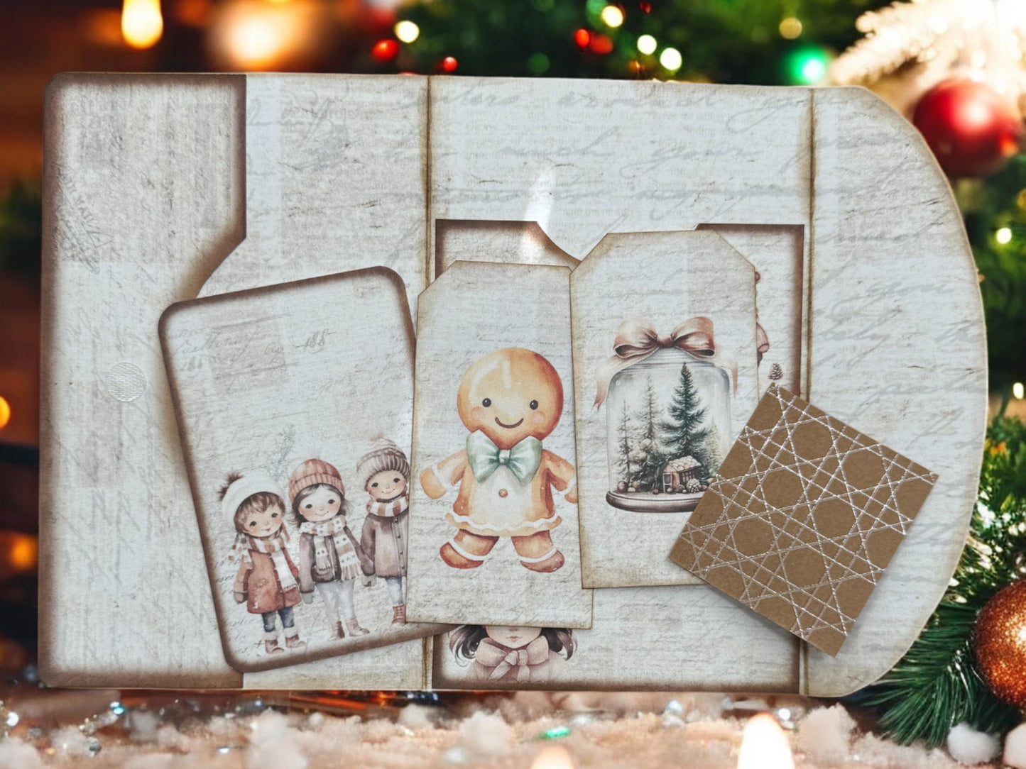 Christmas Snowman Gift Card Holder Set • Holiday Keepsake Folio w/ Tags & Journaling Card