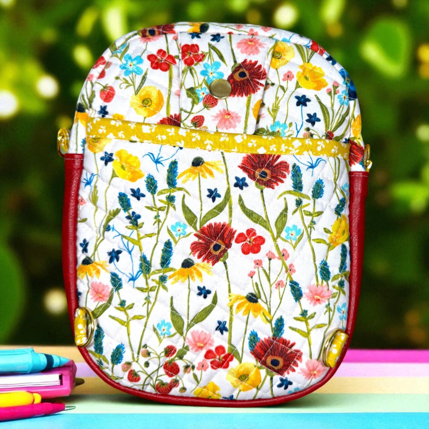 Wildflower Road Trailblazer Convertible Bag — Quilted Floral Crossbody, Sling, Backpack, Handmade Versatile Travel Bag