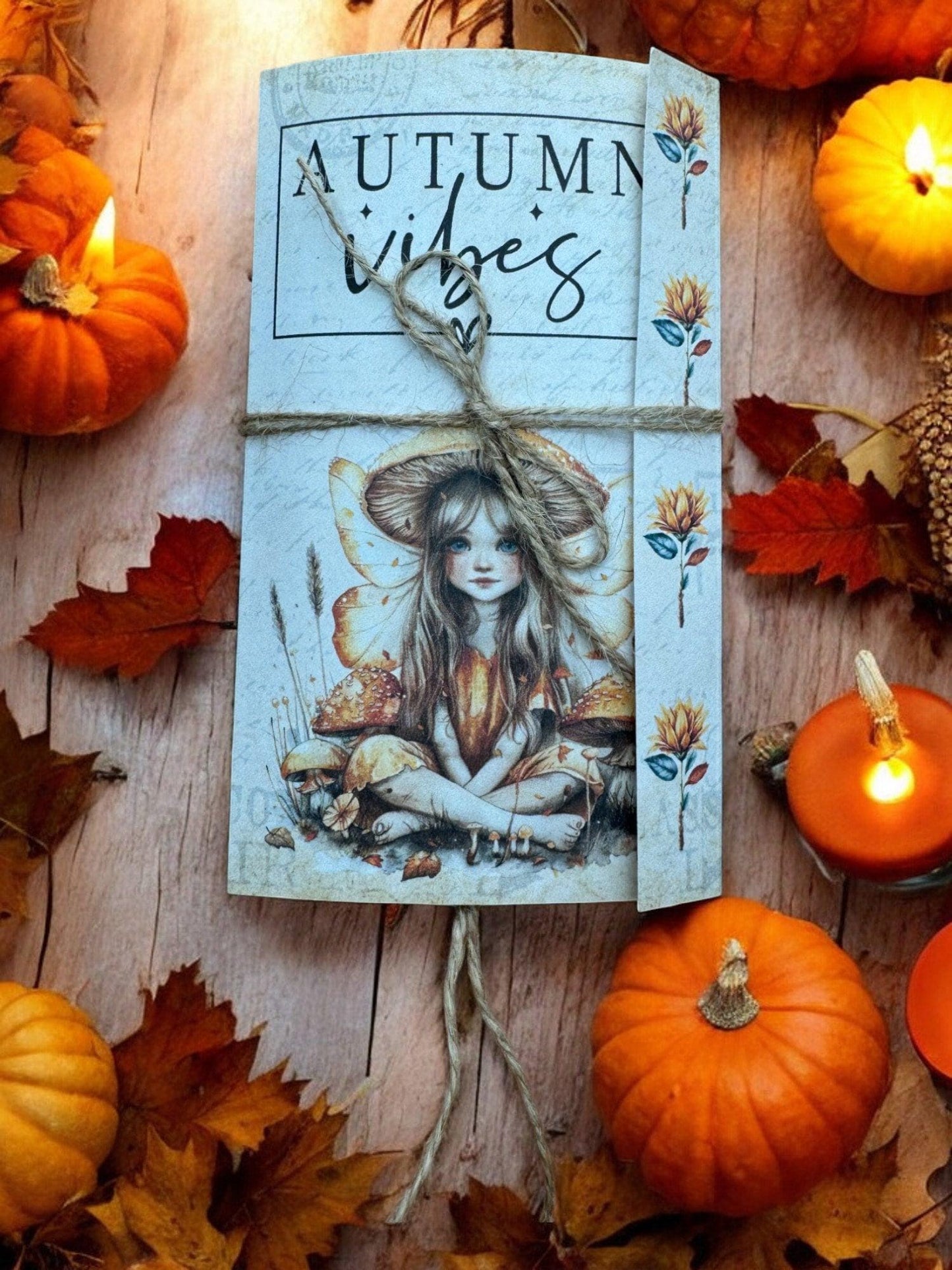 Autumn Fairy Gift Card Folio • Tea Pocket Junk Journal Set with Pockets & Ephemera