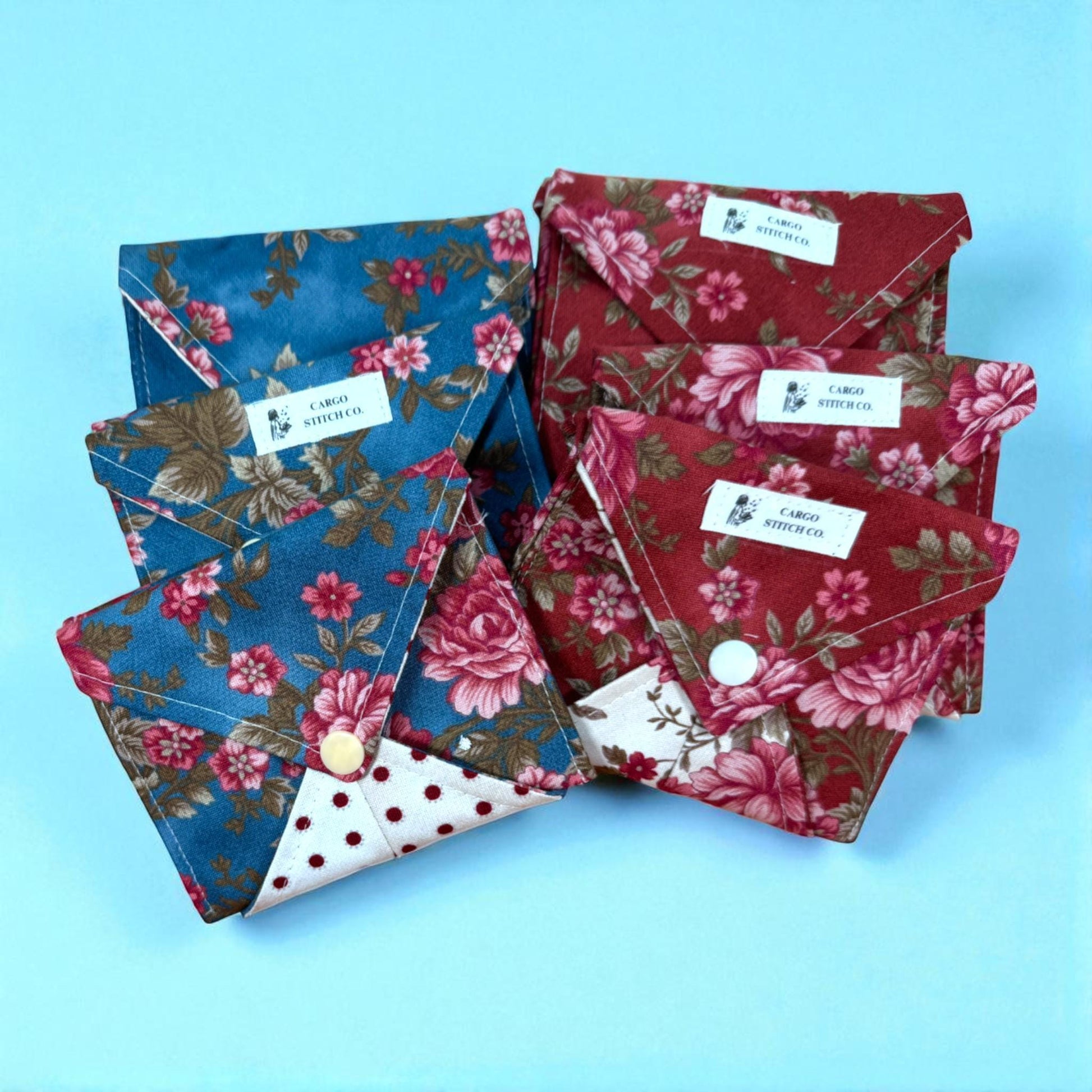 Compact Floral Wallet: Handmade Cotton Snap Pouch by Cargo Stitch Co.