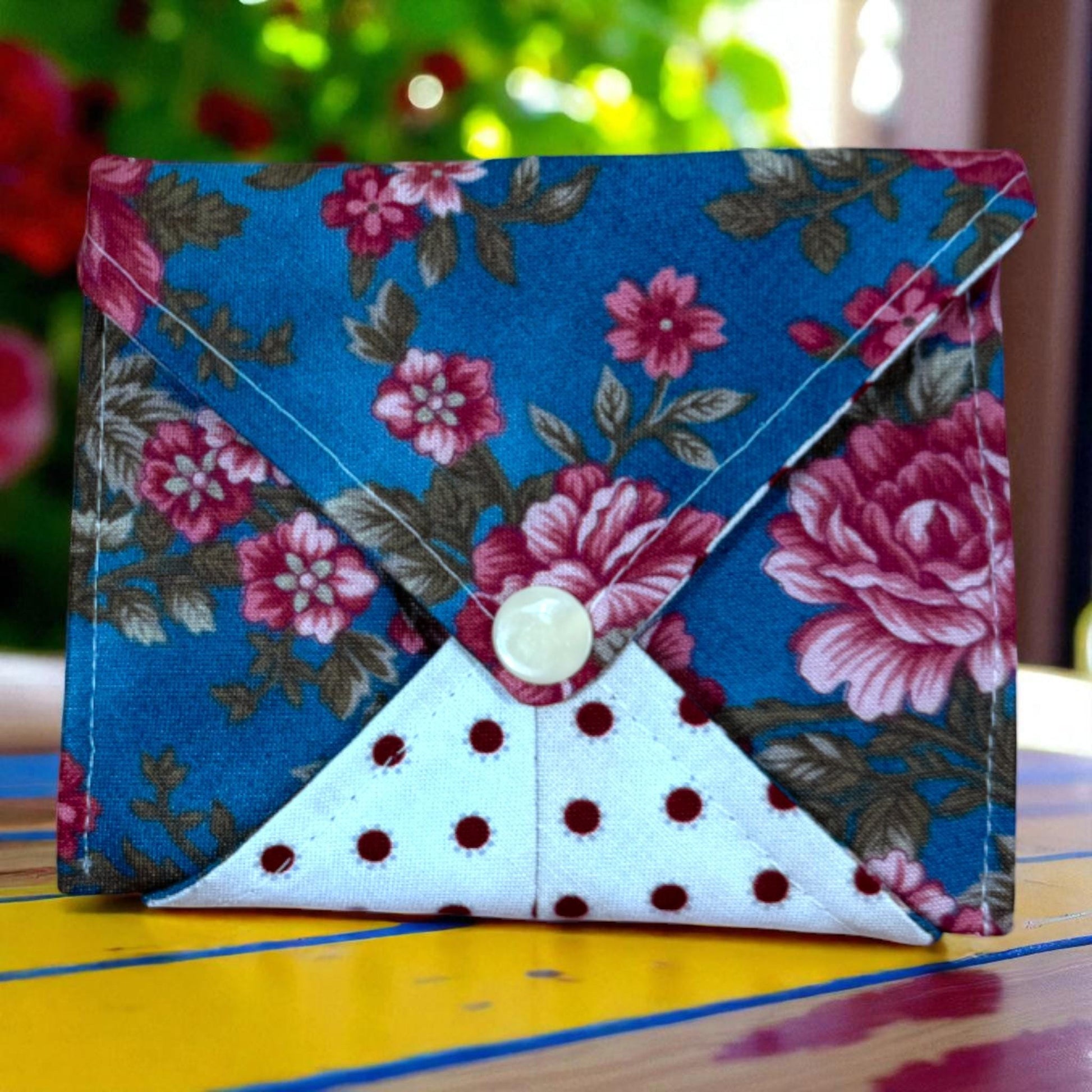 Compact Floral Wallet: Handmade Cotton Snap Pouch by Cargo Stitch Co.