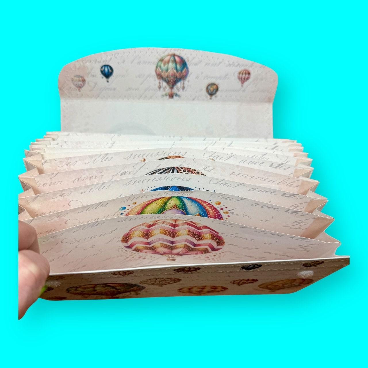 Accordion File Folder Clutch – Autumn Sky – Whimsical Travels – Expanding Ephemera Organizer for Junk Journalers – Multi-Pocket Storage