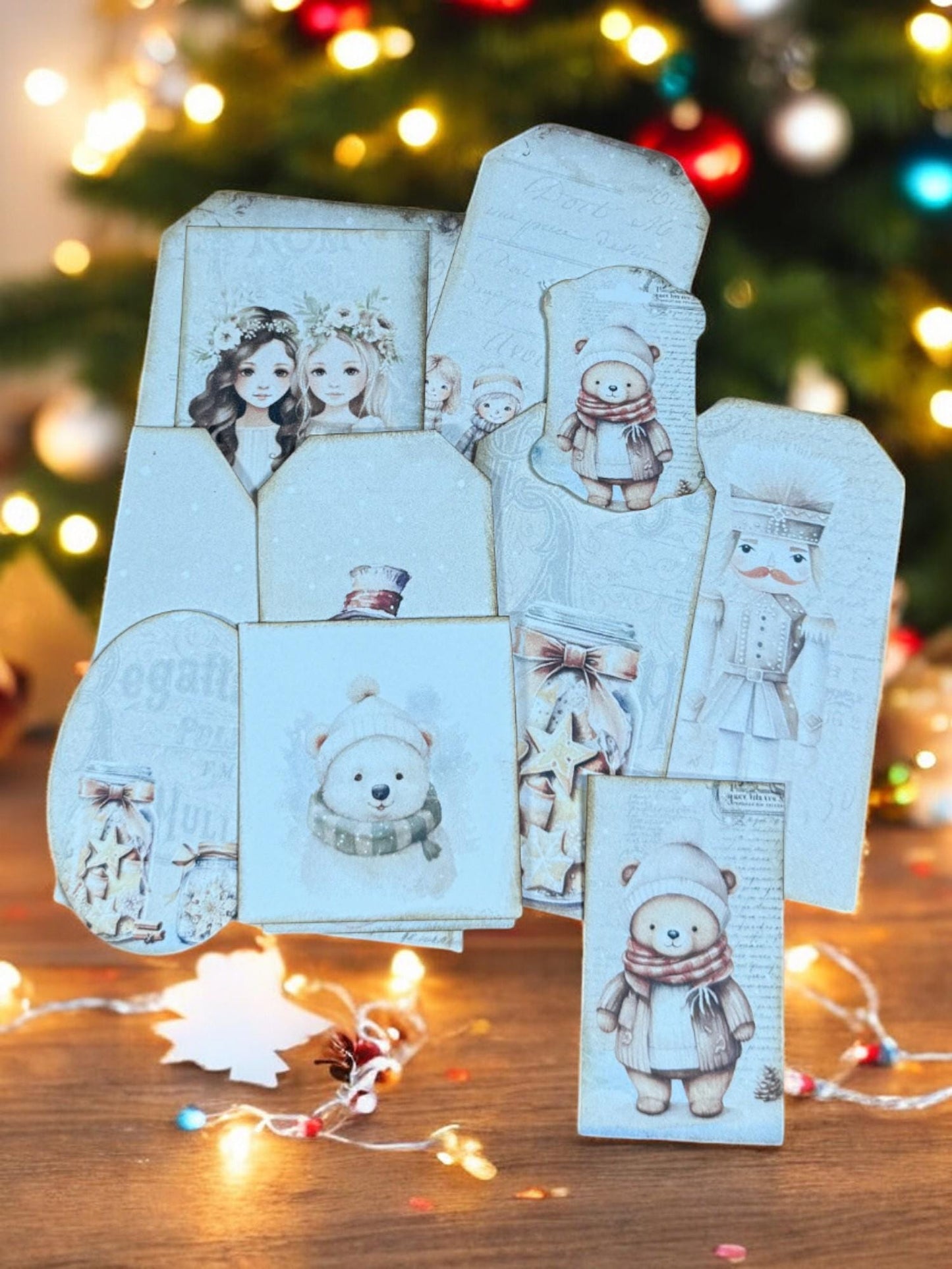 Vintage Christmas Junk Journal Tags: Snowman Ephemera Set