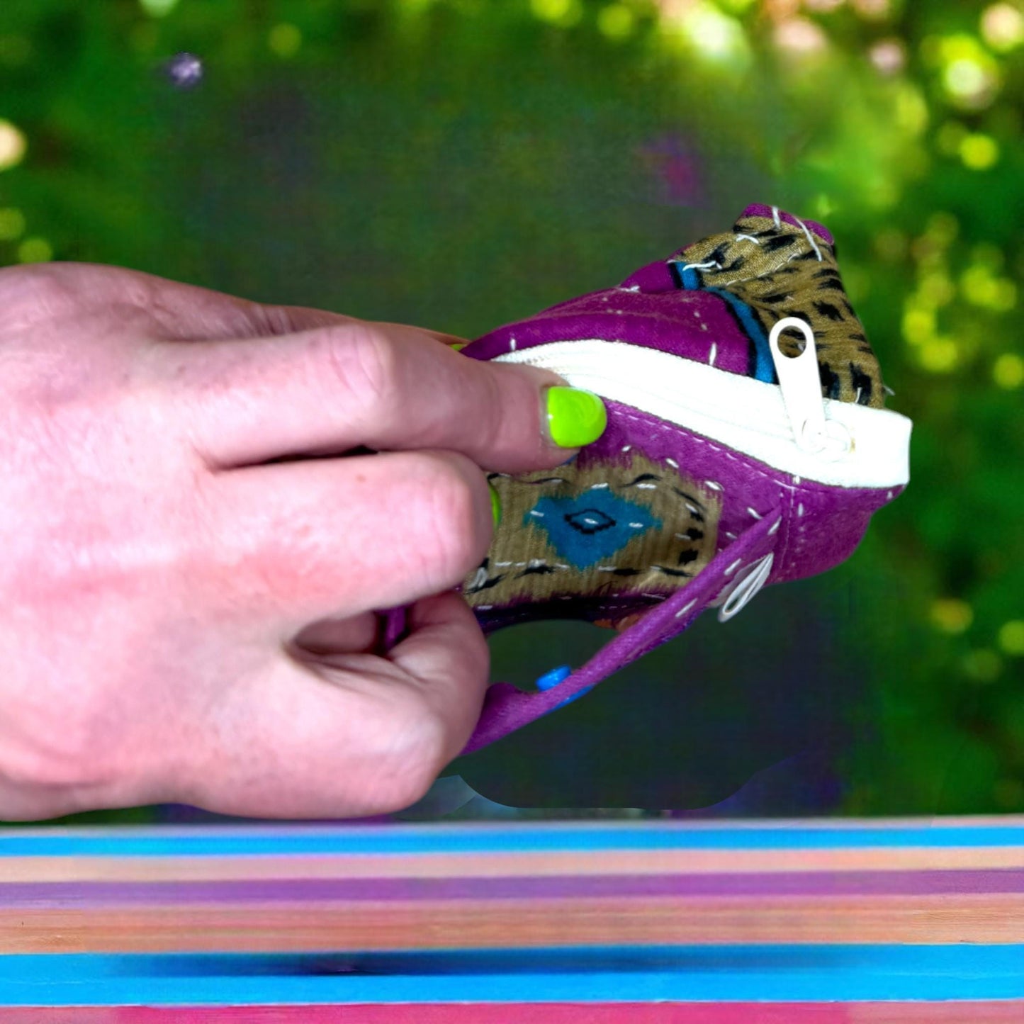 Handmade Kantha Quilted Wallet: Boho Purple Card Holder