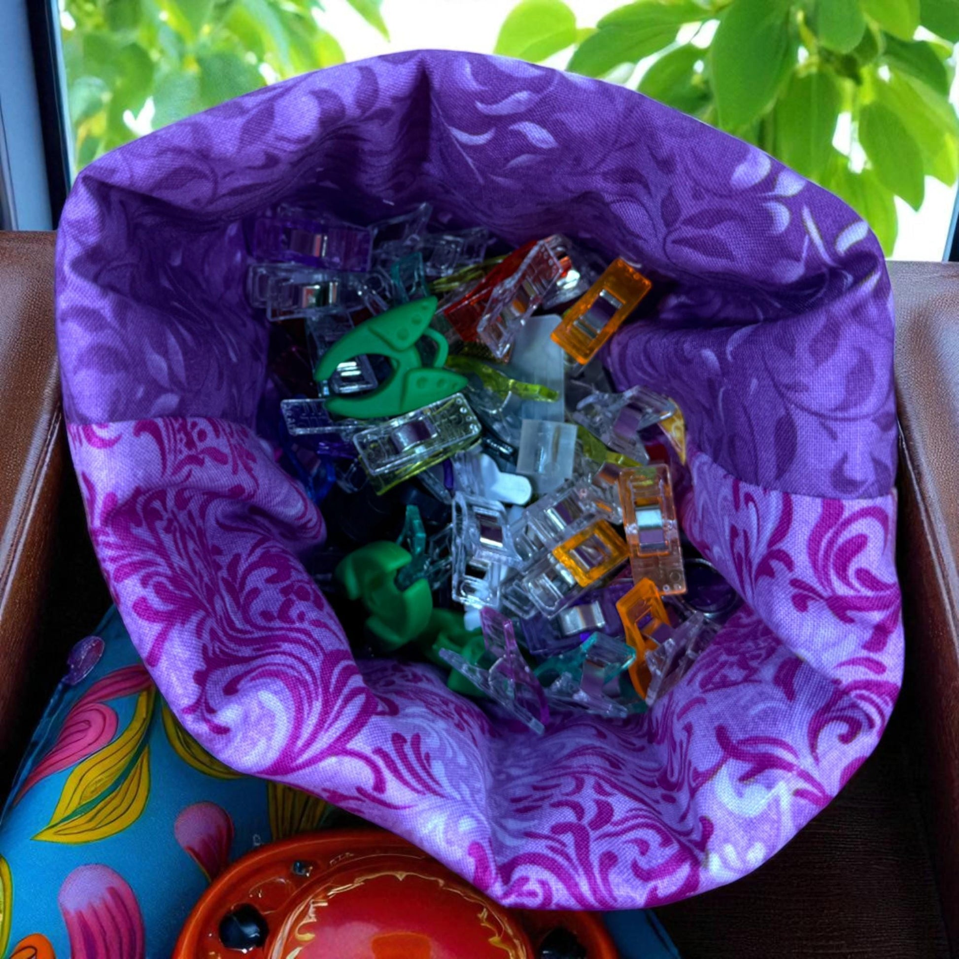 Quilted Fabric Basket Garden Floral Print Handmade Storage Organizer Cottagecore Home Decor Bin