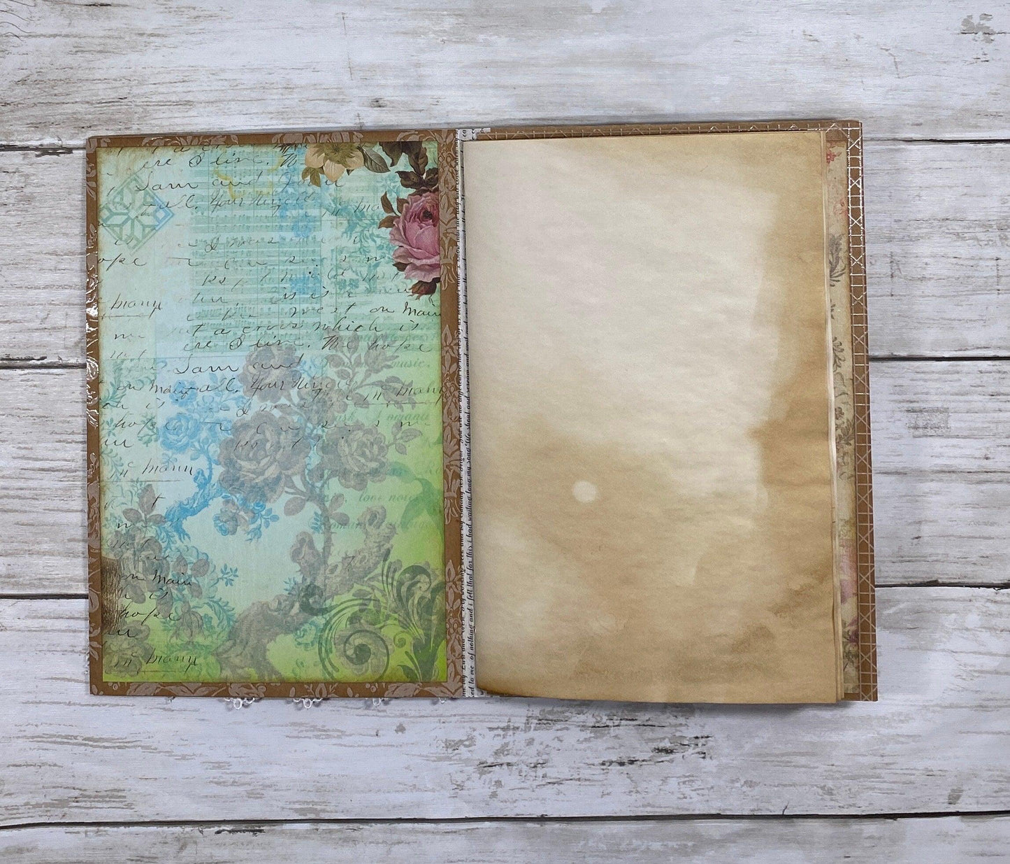 Grungy Boho Junk Journal | Coffee Dyed Vintage Journal | Handmade Art Journal | Distressed Journal | Boho Style Journal
