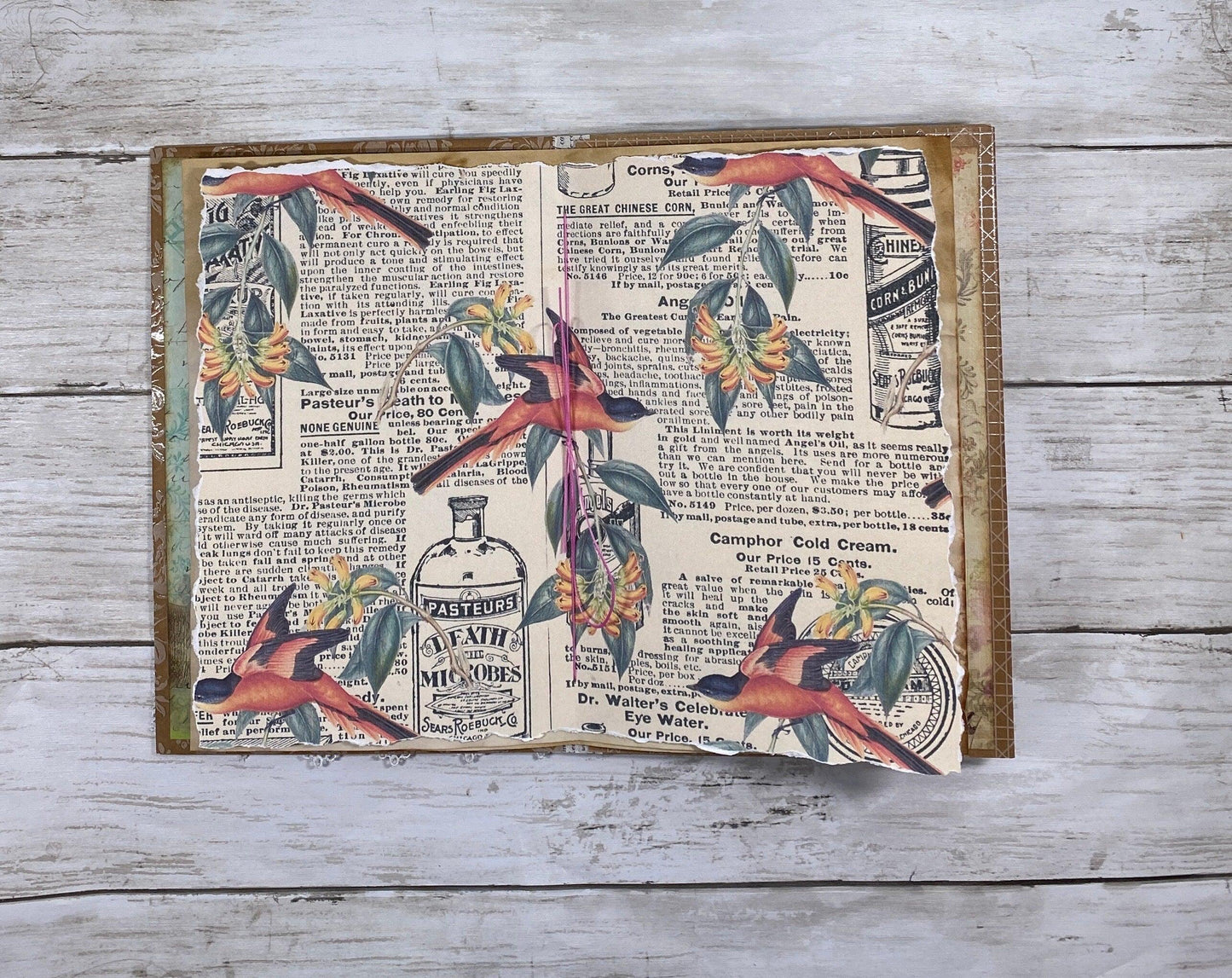 Grungy Boho Junk Journal | Coffee Dyed Vintage Journal | Handmade Art Journal | Distressed Journal | Boho Style Journal