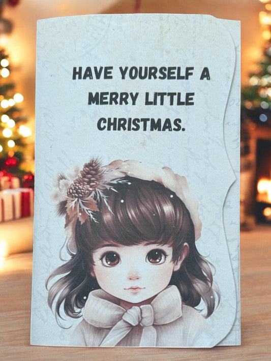 Holly Belle – Peppermint Lane Holiday Girl Card | Handmade Christmas Quote Card | Hearthside Edition Ephemera