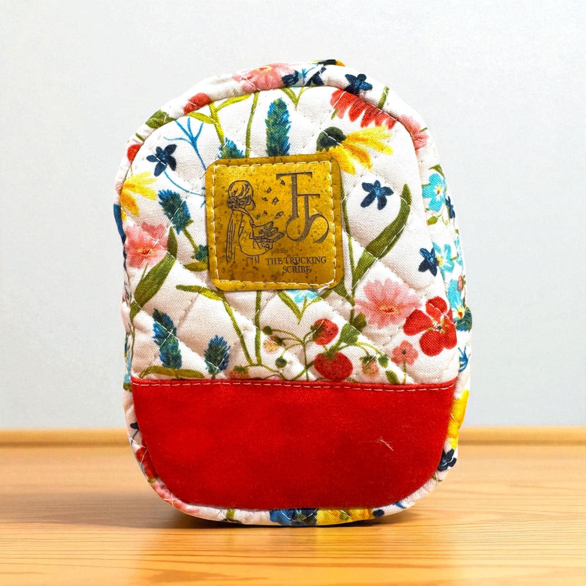 Wildflower Mini Backpack Keychain | Quilted Floral Coin Pouch | Clip-On Bag Charm | Handmade Zipper Pouch