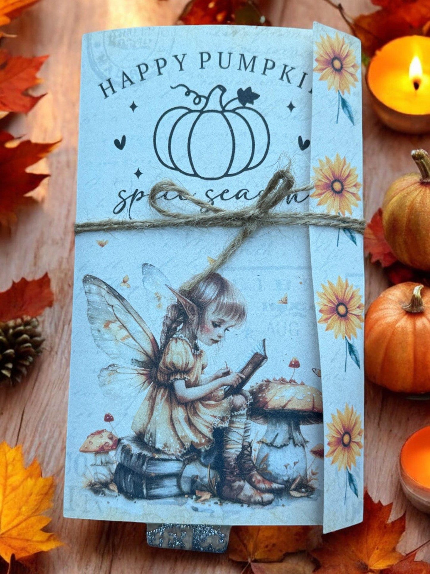Autumn Fairy Gift Card Holder | Tea Wallet Organizer | Handmade Fall Gift Card Folio | Tea Bag Storage | Quilted Holiday Gifts