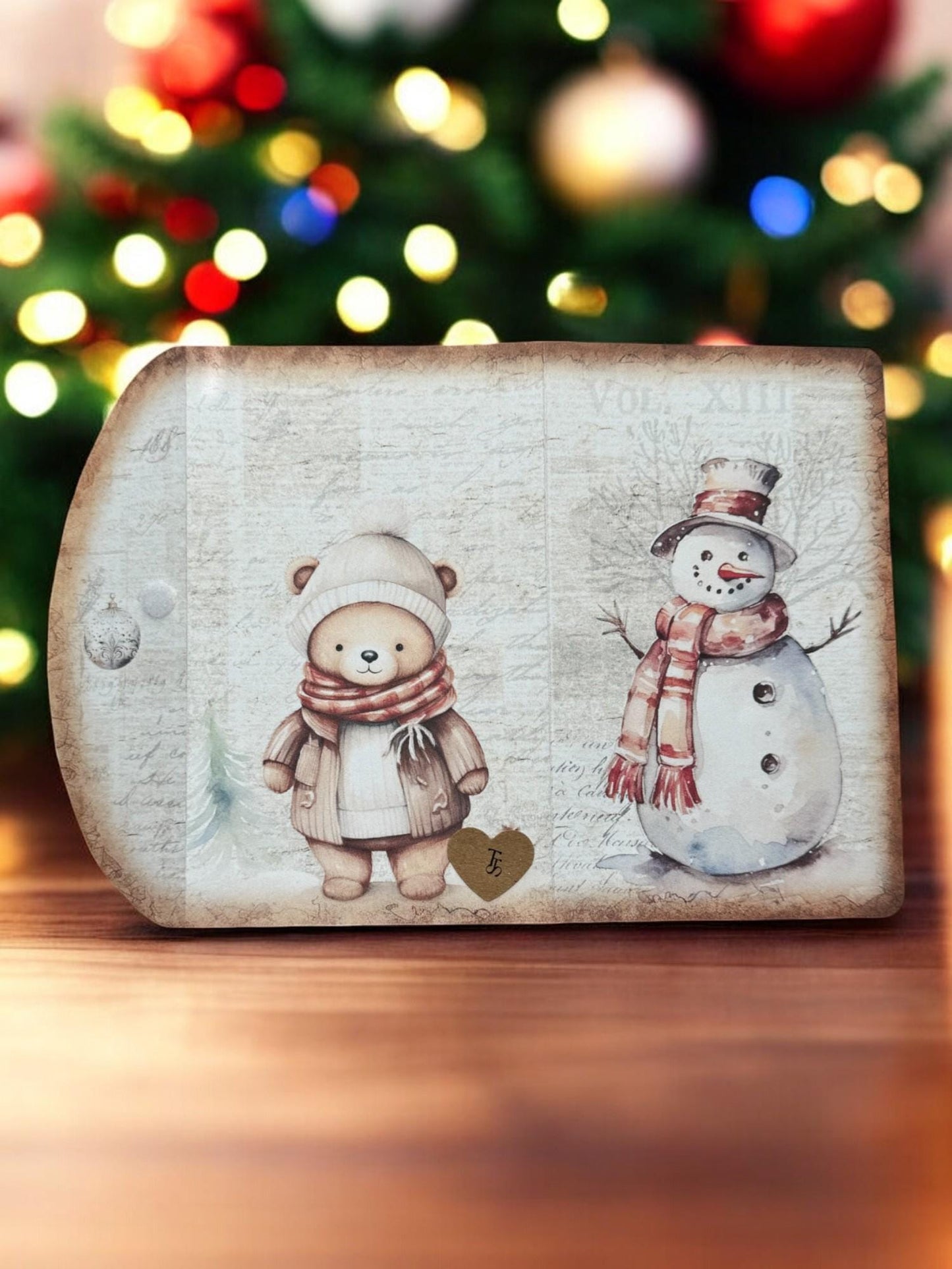 Christmas Snowman Gift Card Folio • Tea‑Pocket Junk Journal Set with Tags & Card