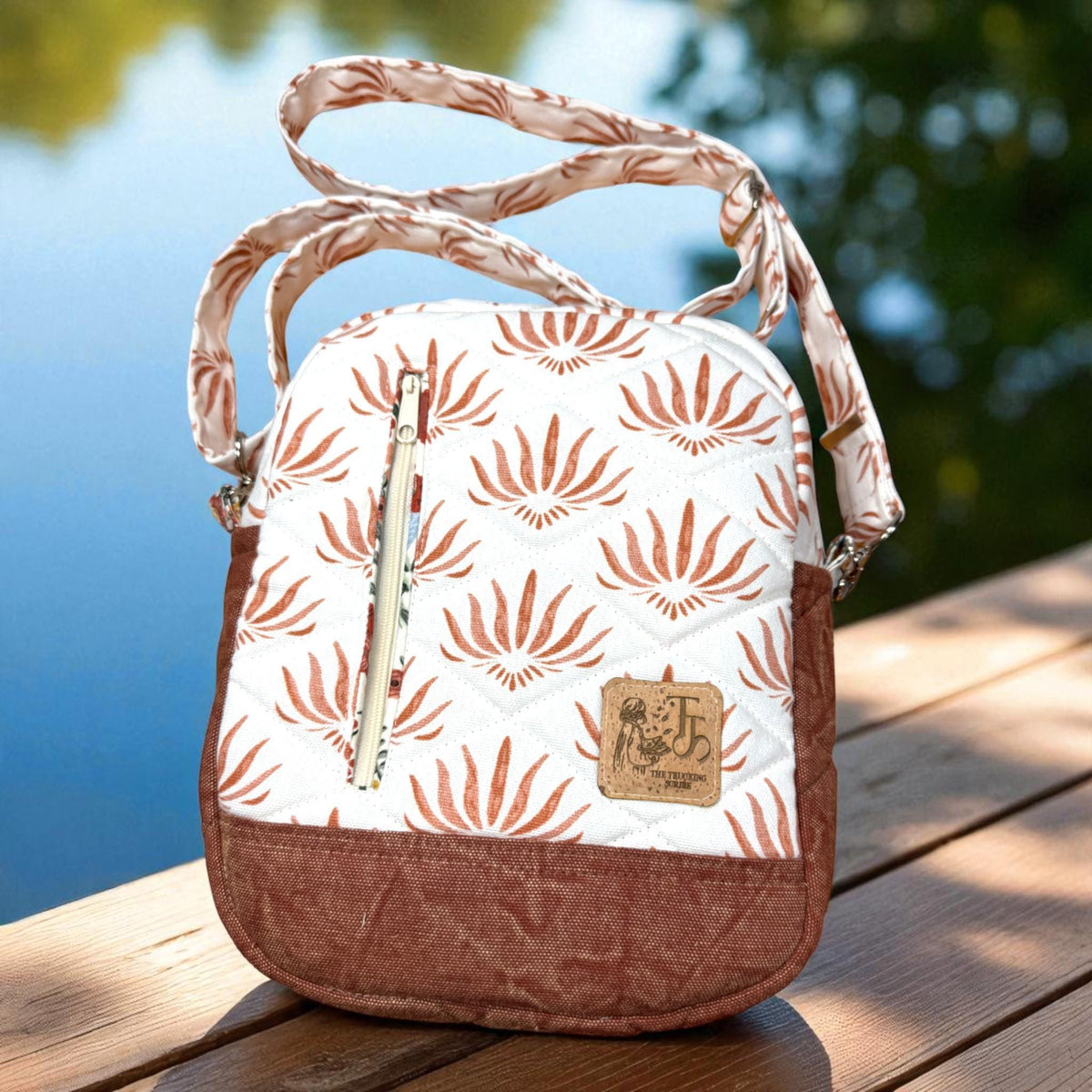Golden Ember Quilted Crossbody Bag | Handmade Floral Shoulder Bag | Small Zipper Purse | Autumn Everyday Bag