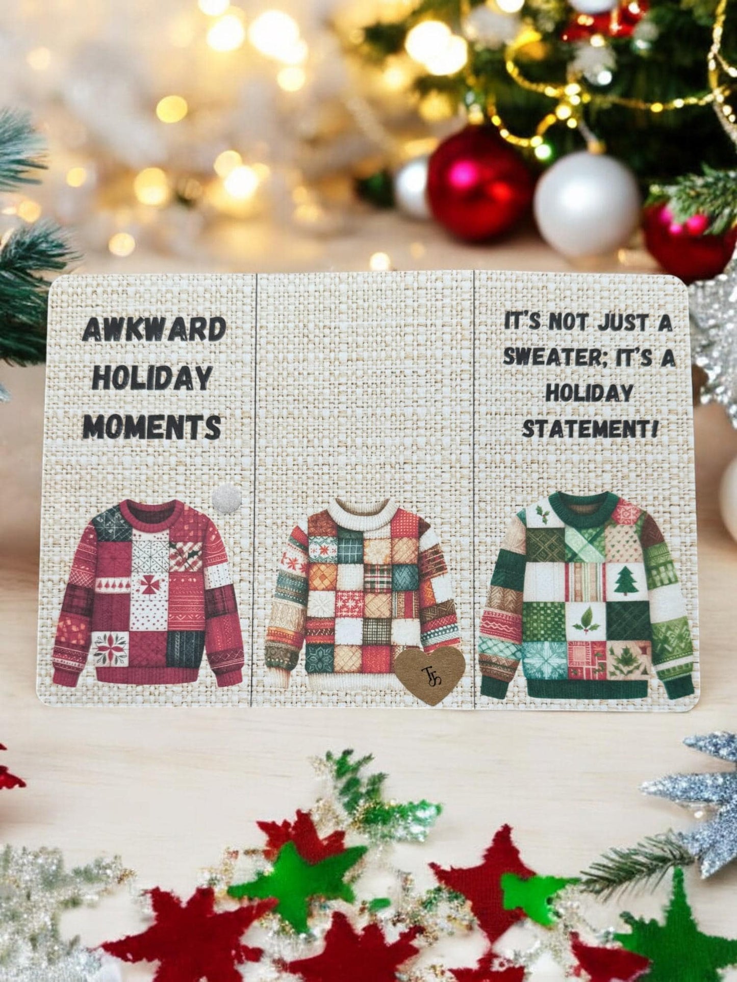 Winter Ugly Sweater Junk Journal Folio • Handmade Folio Book with Pockets & Tags