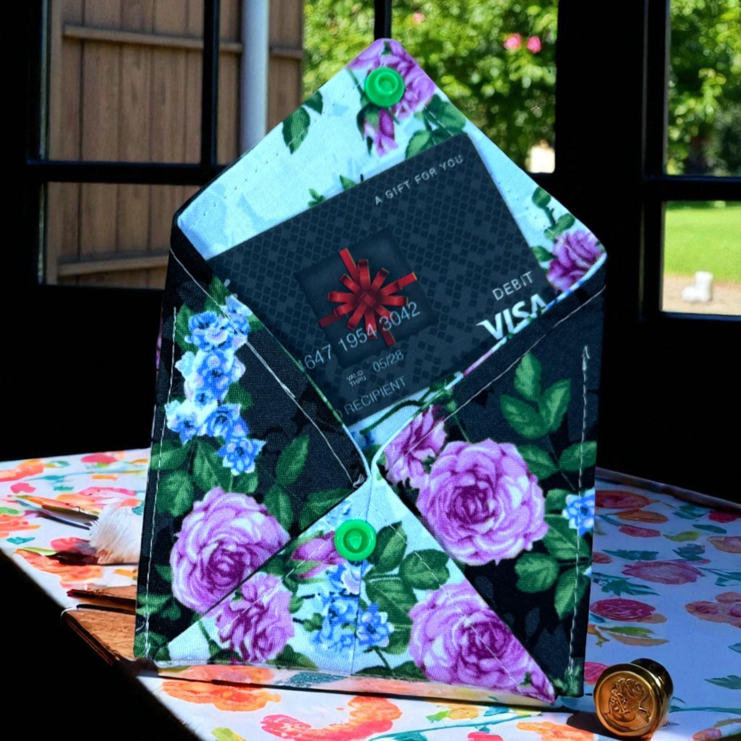 Floral Snap Wallet: Quilted Handmade Organizer - Garden Gate Collection