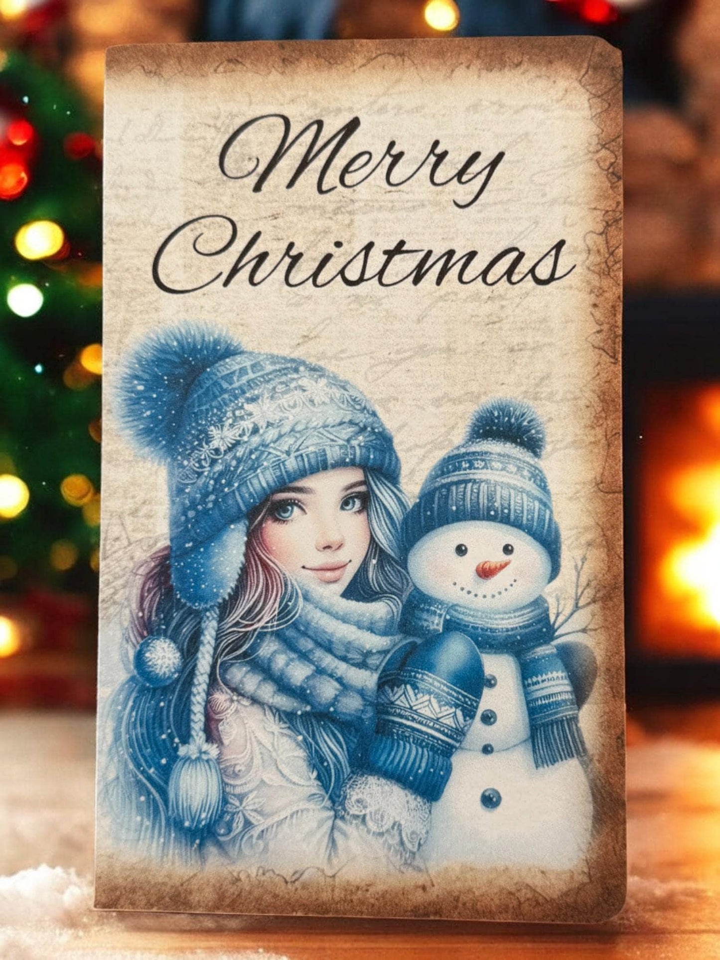 Blue Christmas Gift Card Holder | Snowman Gift Card Folio | Handmade Holiday Gift Card | Christmas Money Holder | Winter Gift Card