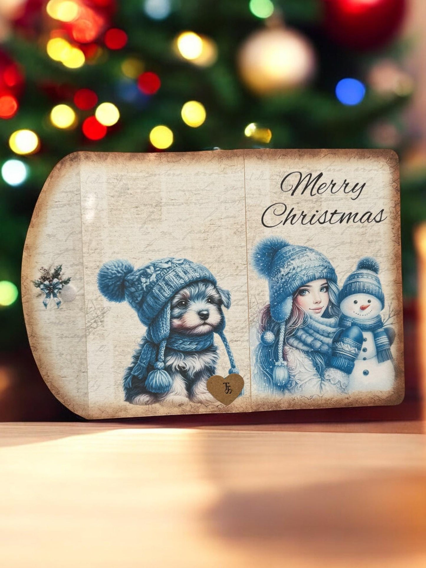 Blue Christmas Gift Card Holder | Snowman Gift Card Folio | Handmade Holiday Gift Card | Christmas Money Holder | Winter Gift Card