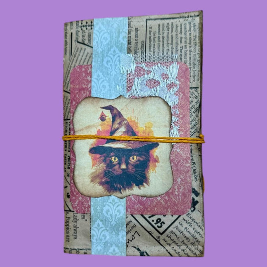 Halloween Witch Junk Journal – Coffee‑Dyed Grimoire, Mystical Art Diary, Handmade Spellbound Notebook