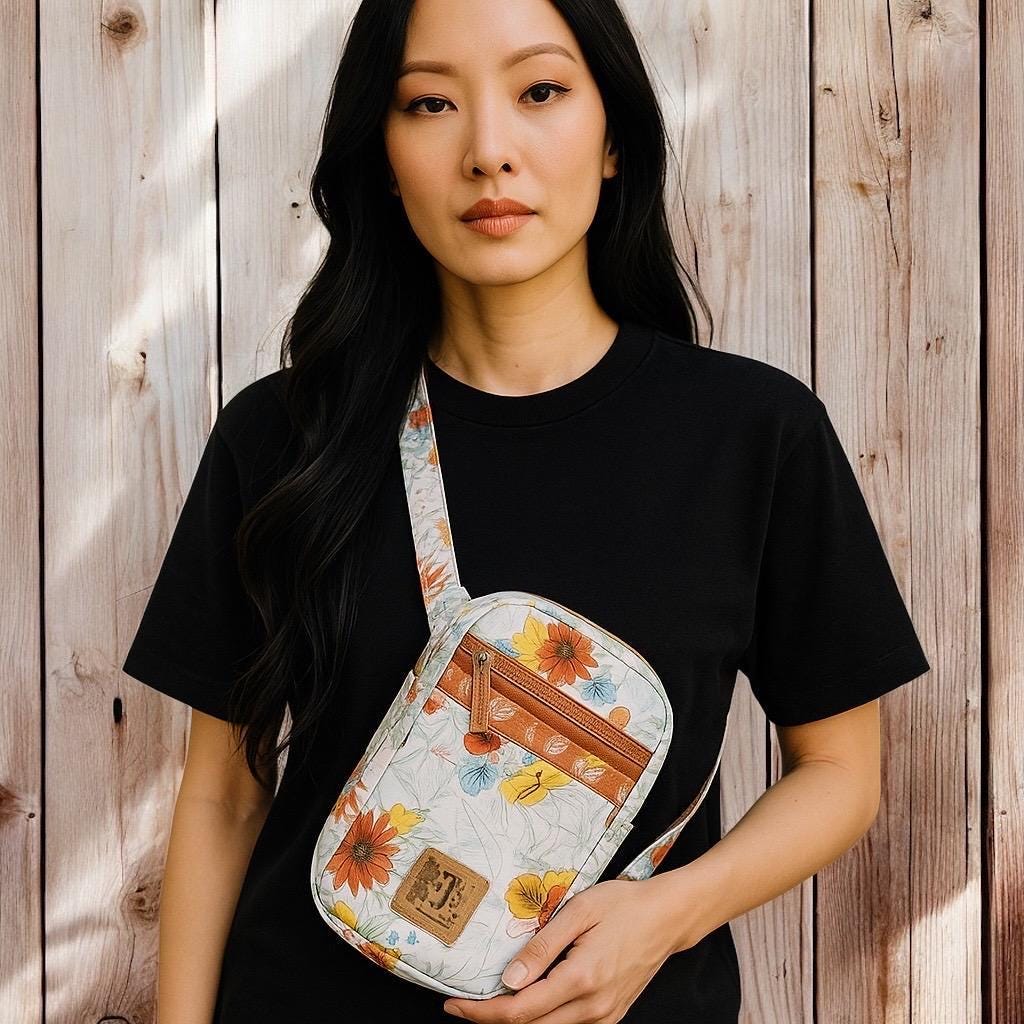 The Bloom Keeper Quick Haul Crossbody – Quilted Floral Purse, Small Sling Bag with Zipper Pocket, Card Slots, Key Hook, Trucker Gift