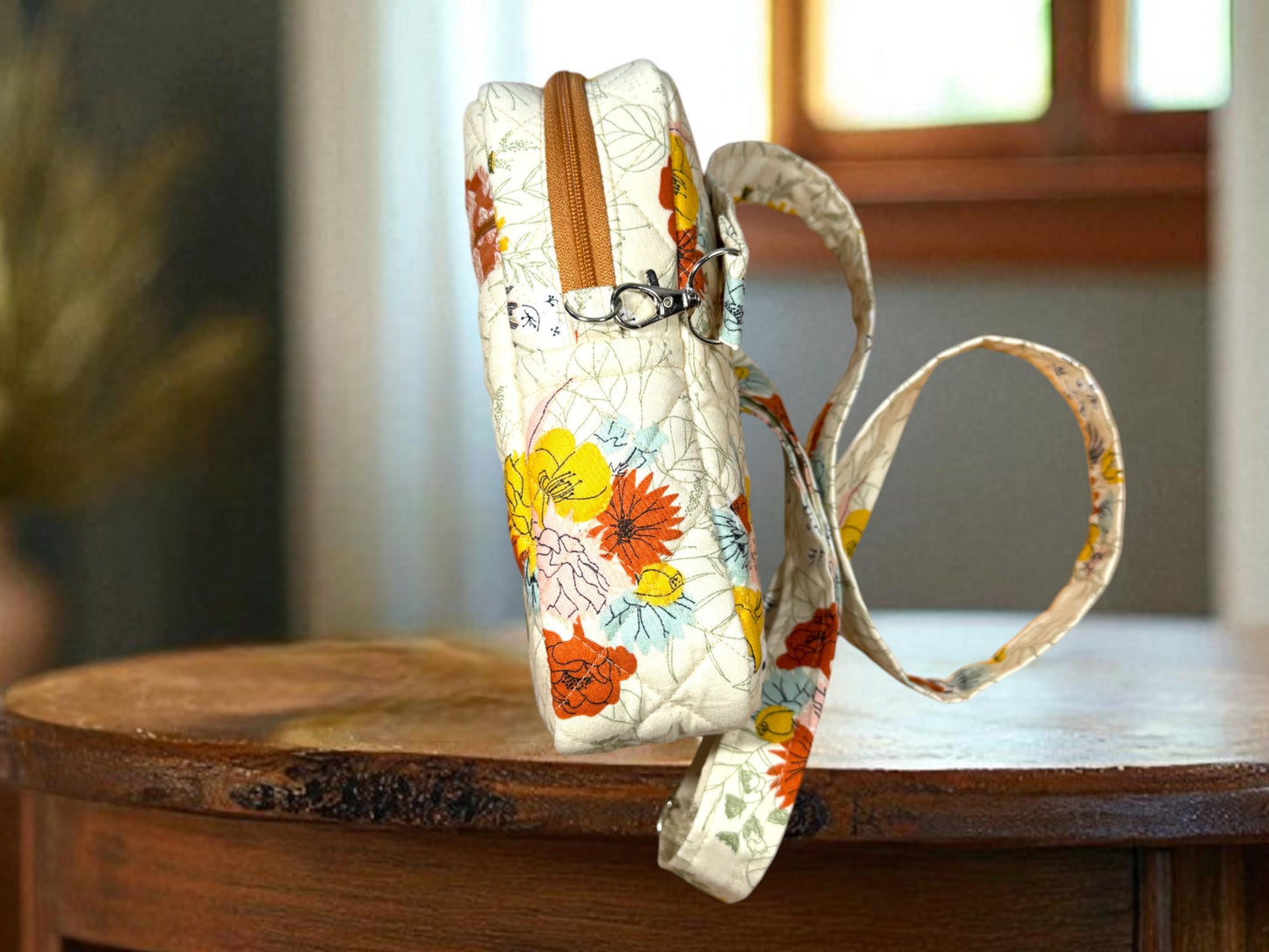 The Bloom Keeper Quick Haul Crossbody – Quilted Floral Purse, Small Sling Bag with Zipper Pocket, Card Slots, Key Hook, Trucker Gift