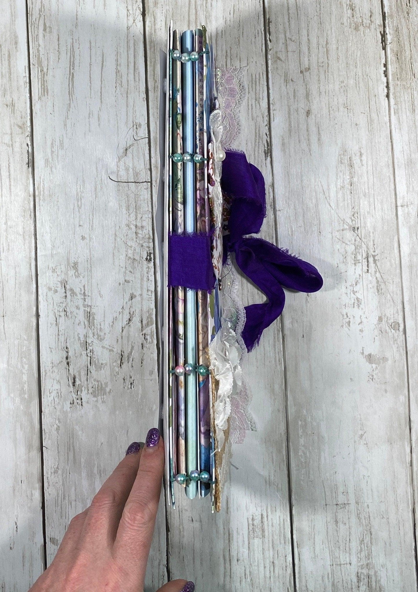 The Velvet Wing Folio – Ooak Fairy Junk Journal, Coptic Stitch + Certificate, Handmade Art Journal