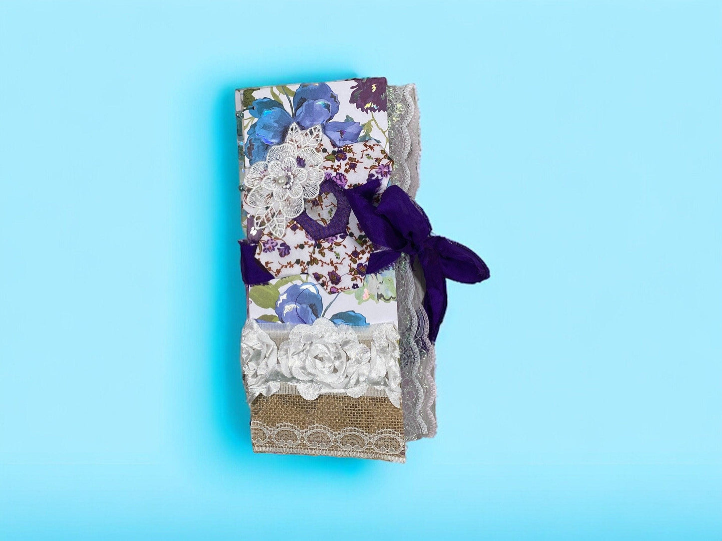 The Velvet Wing Folio – Ooak Fairy Junk Journal, Coptic Stitch + Certificate, Handmade Art Journal