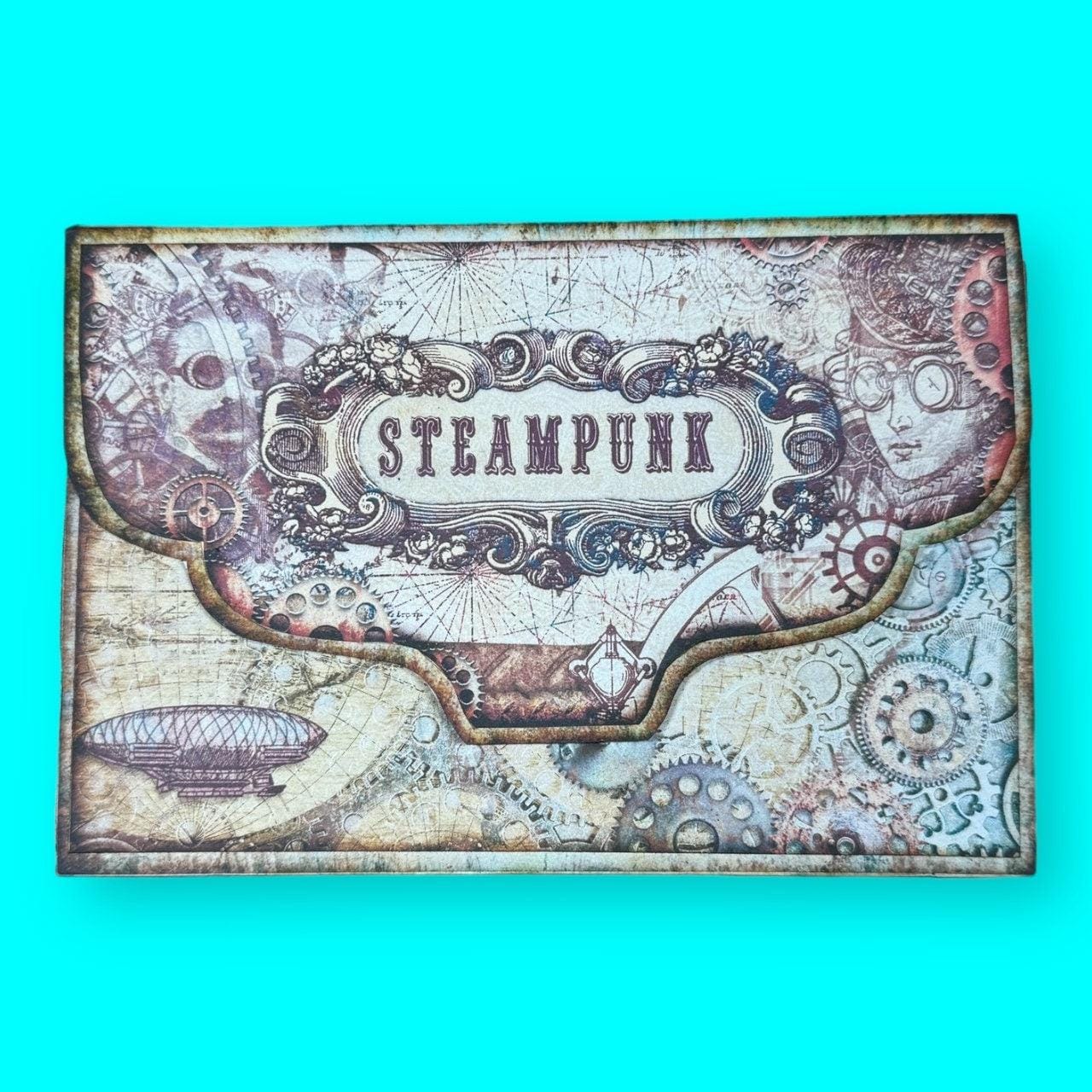 Steampunk Accordion File Folder – Junk Journal Organizer with Pockets – Vintage Ephemera Storage for Journaling or Collage Art