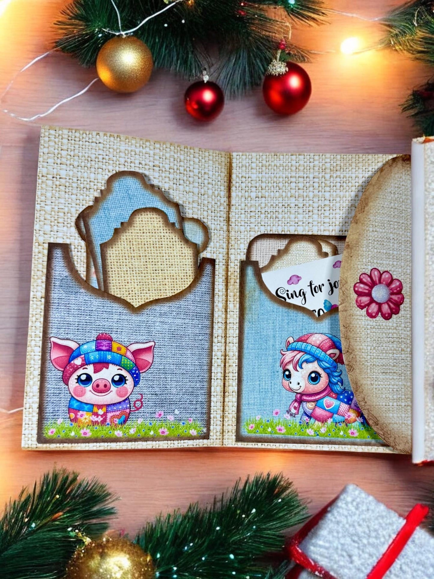 Handmade Quilted Animal Tags & Pockets – Baby Animal Ephemera Set | Junk Journal Add-On | Cozy Holiday Gift Tags
