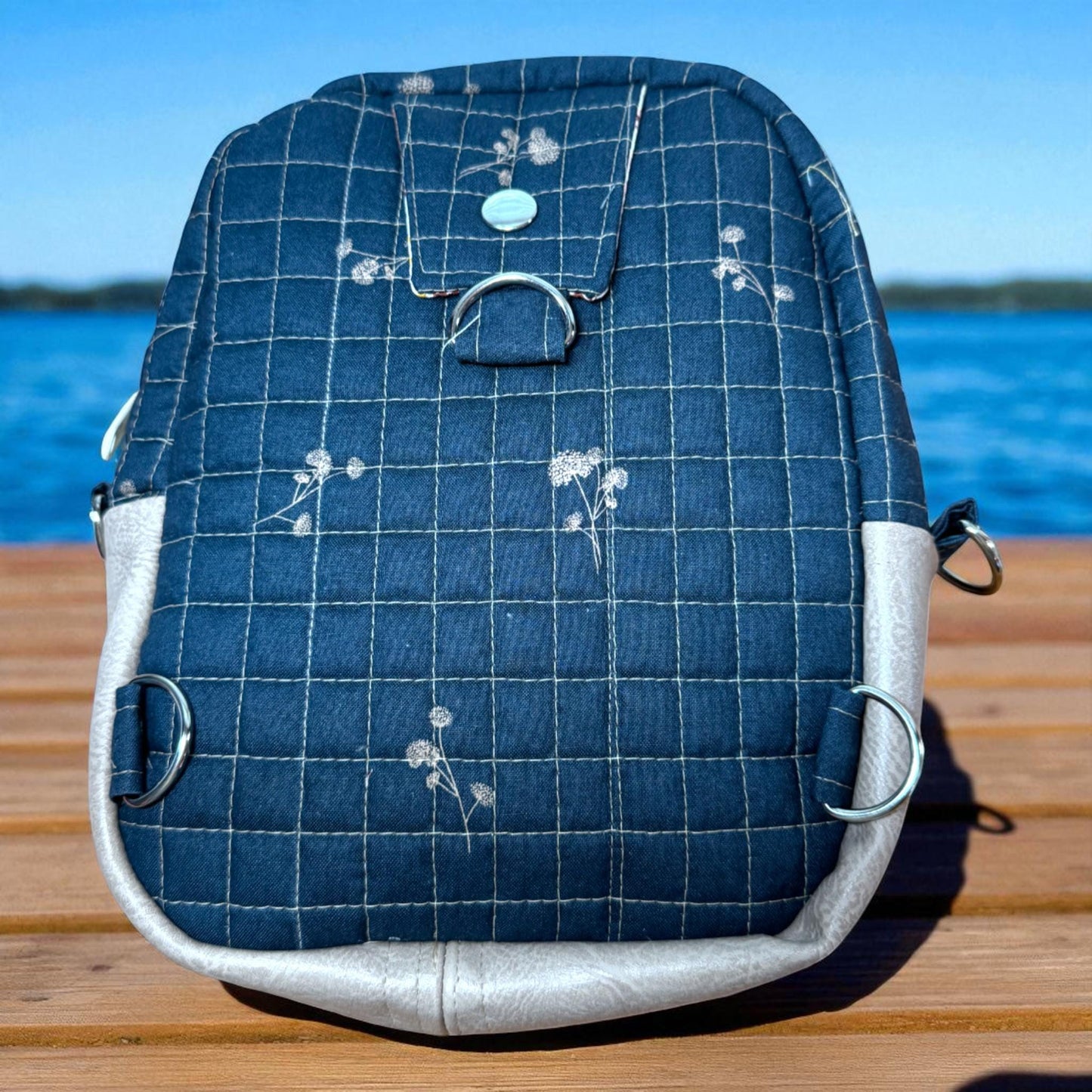 Midnight Garden Quilted Backpack – Handmade Crossbody Bag | Everyday Carry Collection | Cargo Stitch Co.