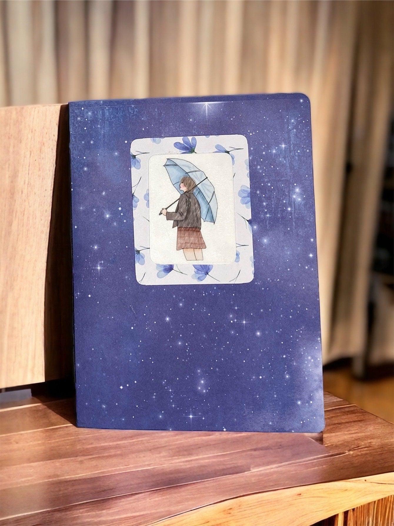 Walking in the Rain Journal – Grungy B6 Junk Journal, Softcover with 40 Pages & Two Pockets