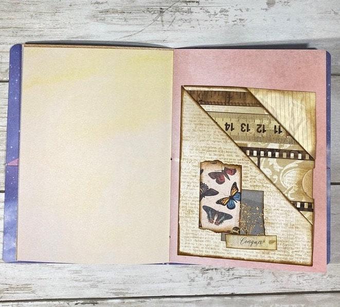 Walking in the Rain Journal – Grungy B6 Junk Journal, Softcover with 40 Pages & Two Pockets